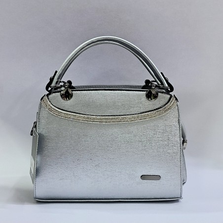 Label taş detaylı kadın kol çantası gümüş
