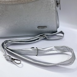 Label taş detaylı kadın kol çantası gümüş