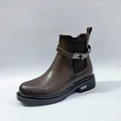 Fancy kilit detaylı kadın bot kahverengi