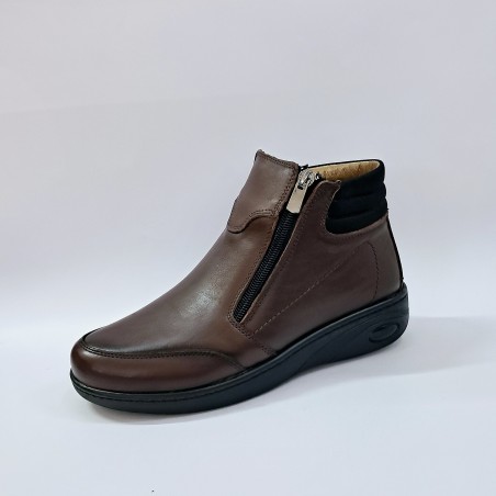 Ayak trendi ortopedik deri kauçuk taban fermuarlı kadın bot kahverengi