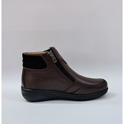 Ayak trendi ortopedik deri kauçuk taban fermuarlı kadın bot kahverengi