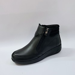 Ayak trendi ortopedik deri kauçuk taban fermuarlı kadın bot siyah