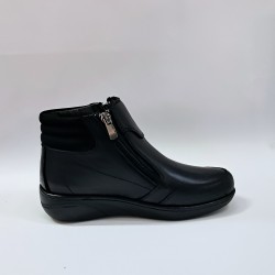 Ayak trendi ortopedik deri kauçuk taban fermuarlı kadın bot siyah