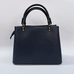 Label parlak kumaş taş detaylı kadın kol çantası gece mavisi