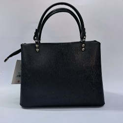 Label parlak kumaş taş detaylı kadın kol çantası siyah