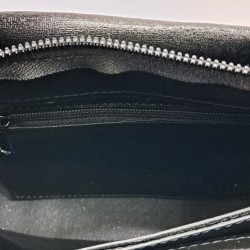 Label parlak kumaş taş detaylı kadın kol çantası siyah