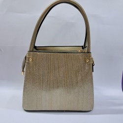 Label püsküllü simli kumaş kadın kol çantası gold