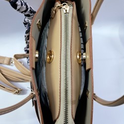 Label leopar fular detaylı kadın kol çantası bej