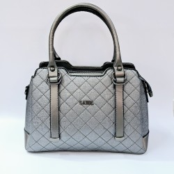 Label pötikare desenli kadın kol çantası koyu gümüş