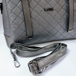 Label pötikare desenli kadın kol çantası koyu gümüş