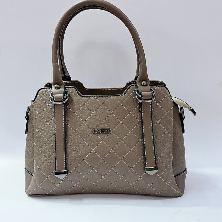 Label pötikare desenli kadın kol çantası sütlü kahve