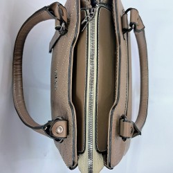 Label pötikare desenli kadın kol çantası sütlü kahve