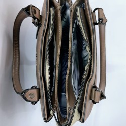 Label pötikare desenli kadın kol çantası sütlü kahve