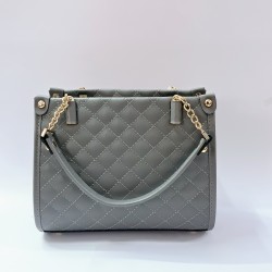 Label pötikare desenli zincir askılı kadın kol çantası gri