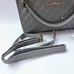 Label pötikare desenli zincir askılı kadın kol çantası gri