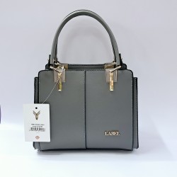 Label gold detaylı kadın kol çantası gri