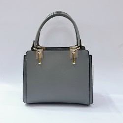 Label gold detaylı kadın kol çantası gri