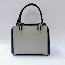 Label gold detaylı kadın kol çantası açık gri-siyah