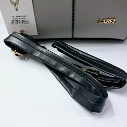 Label gold detaylı kadın kol çantası açık gri-siyah