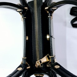 Label gold detaylı kadın kol çantası açık gri-siyah