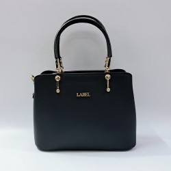 Label gold detaylı kadın kol çantası siyah