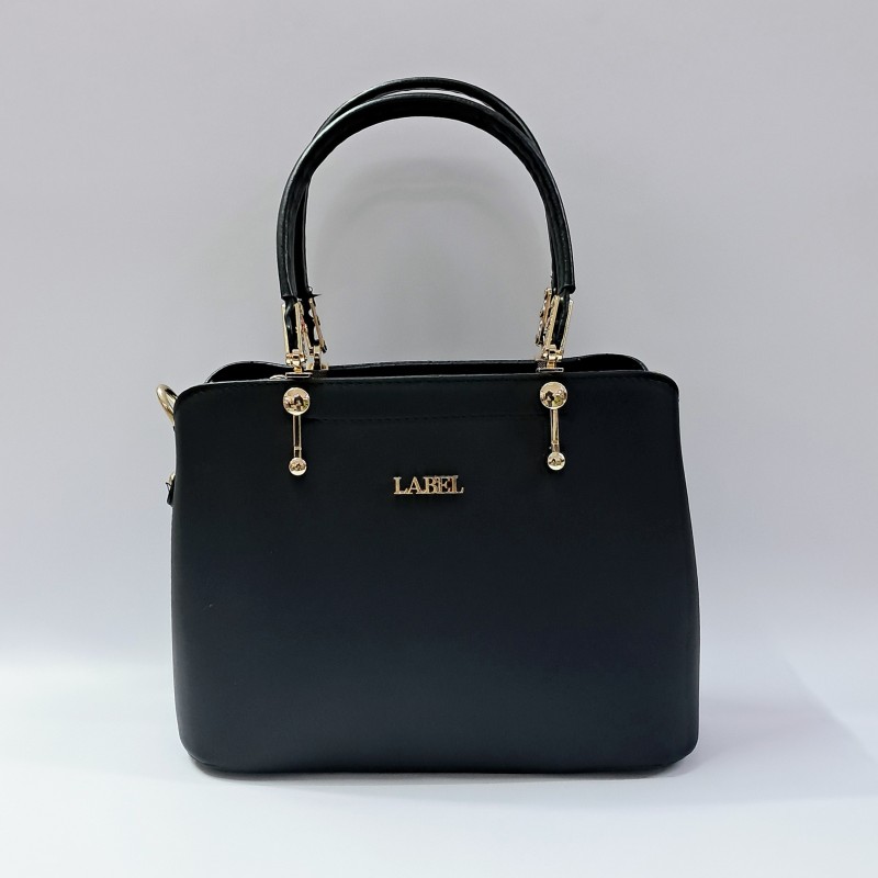 Label gold detaylı kadın kol çantası siyah