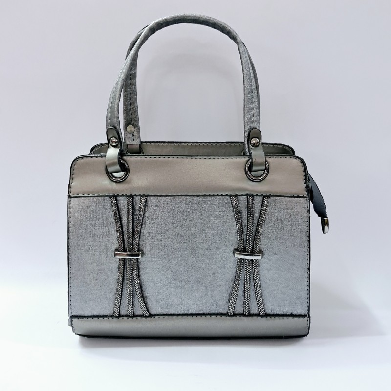 Label taş detaylı krinkıl görünümlü kadın kol çantası antrasit