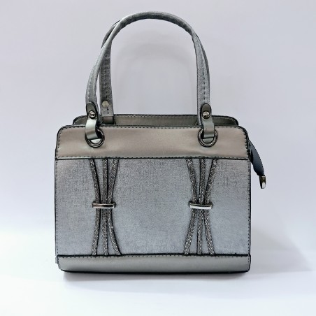 Label taş detaylı krinkıl görünümlü kadın kol çantası antrasit