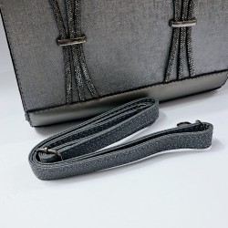 Label taş detaylı krinkıl görünümlü kadın kol çantası antrasit