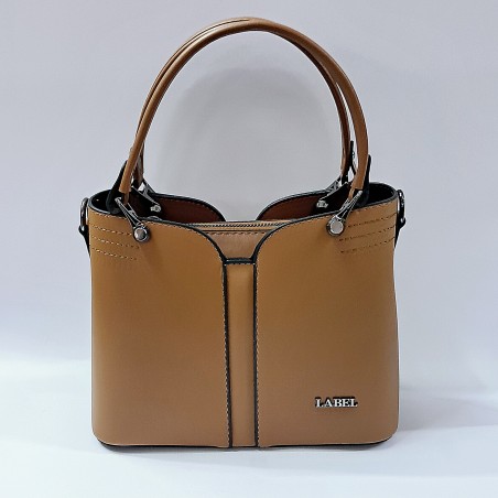 Label dikiş detaylı kadın kol çantası kiremit