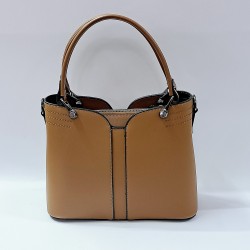 Label dikiş detaylı kadın kol çantası kiremit