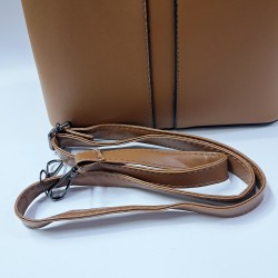 Label dikiş detaylı kadın kol çantası kiremit