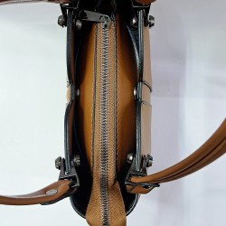 Label dikiş detaylı kadın kol çantası kiremit