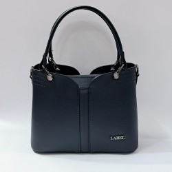 Label dikiş detaylı kadın kol çantası lacivert