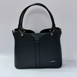 Label dikiş detaylı kadın kol çantası siyah