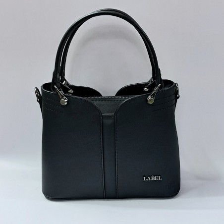 Label dikiş detaylı kadın kol çantası siyah