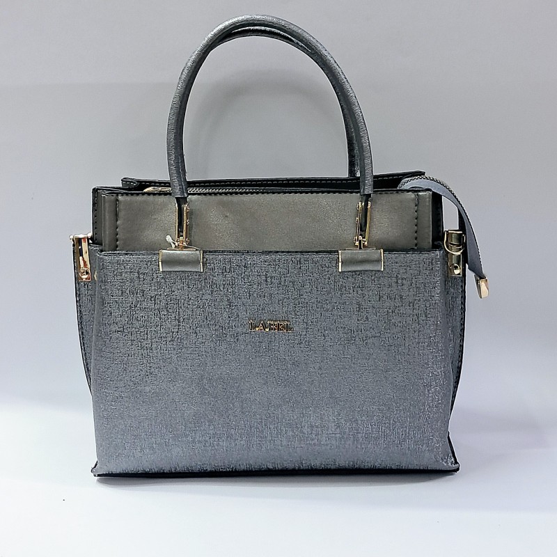 Label parlak kumaş kadın kol çantası antrasit