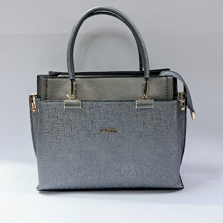 Label parlak kumaş kadın kol çantası antrasit