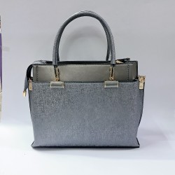 Label parlak kumaş kadın kol çantası antrasit