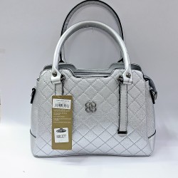 Label pötikare desenli kadın kol çantası gümüş