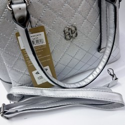 Label pötikare desenli kadın kol çantası gümüş