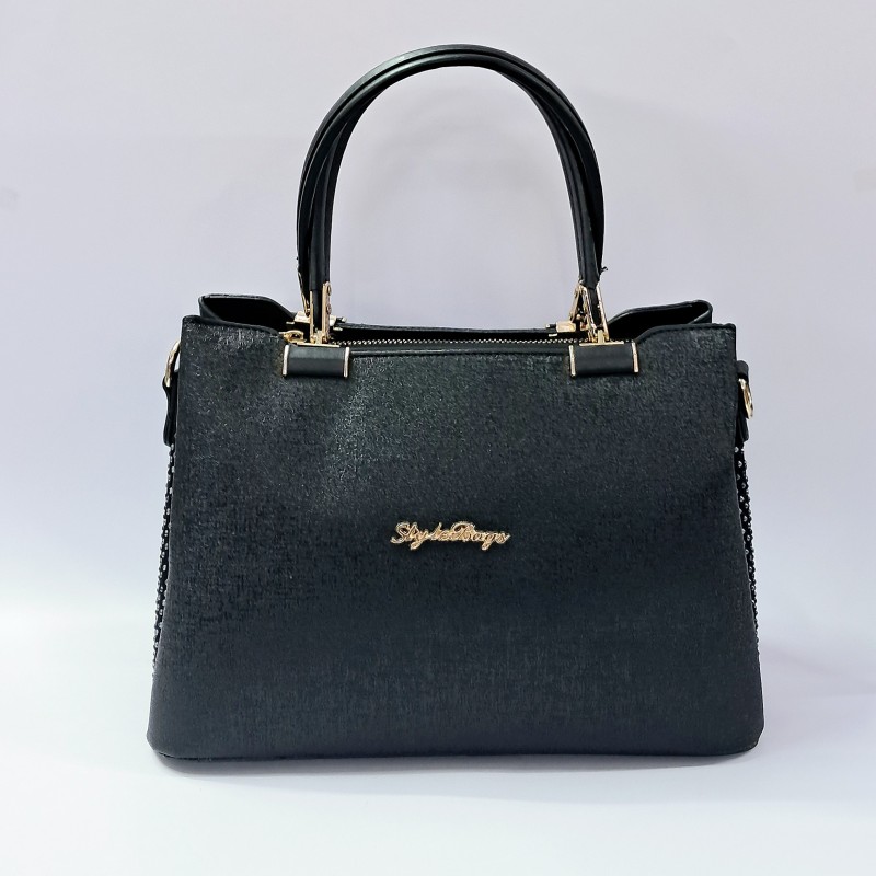 Label yanları taş detaylı kadın kol çantası siyah