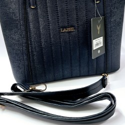 Label dikiş detaylı kadın kol çantası gece mavisi