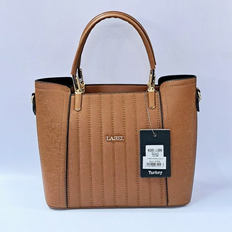 Label dikiş detaylı kadın kol çantası kiremit