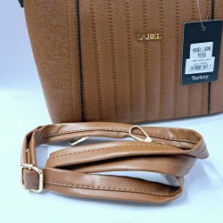 Label dikiş detaylı kadın kol çantası kiremit