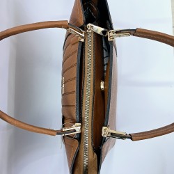 Label dikiş detaylı kadın kol çantası kiremit