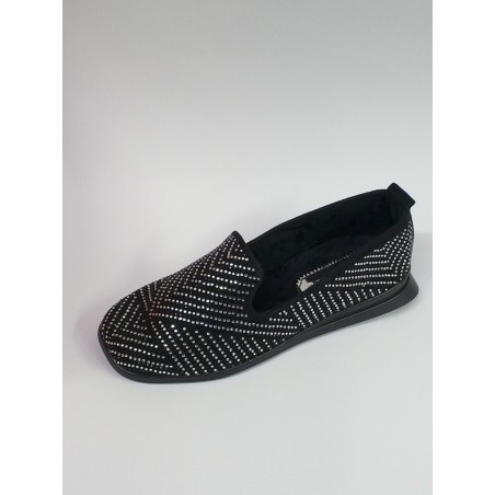 Taş detaylı içi yünlü kadın babet ayakkabı siyah