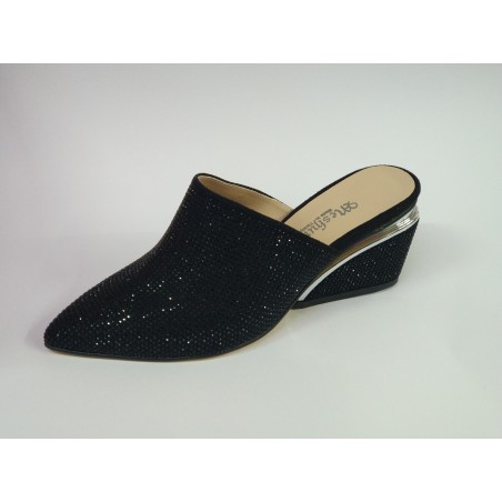 Taş detaylı dolgu topuk kadın terlik siyah