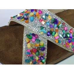 Pienn renkli çakıl taşlı çapraz kadın terlik