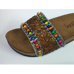 Pienn gold boncuk detaylı kadın Ortopedik terlik